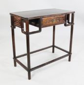 An early 20th century Chinese rosewood side table, W.2ft 6in. An early 20th century Chinese rosewood