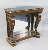 A Regency rosewood and parcel gilt console table, W.3ft 5in. A Regency rosewood and parcel gilt