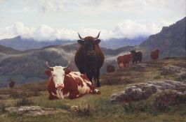 Auguste Bonheur (1824-1884) `Les Alpes Savoyardes`, 16 x 23.5in. Auguste Bonheur (1824-1884)oil on