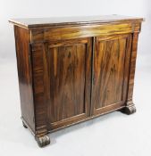 An early 19th century rosewood side cabinet, W.3ft 6in. An early 19th century rosewood side cabinet,
