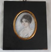 English School c.1900 Miniature of a young lady, 3 x 2.25in. English School c.1900oil on ivory,