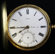 A Victorian 18ct gold hunter lever keywind pocket watch, by John Forrest, London, A Victorian 18ct