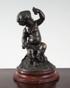 A late 19th century bronze figure of a bacchanalian cherub, 7in. A late 19th century bronze figure