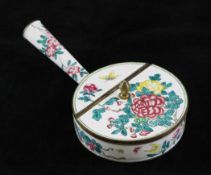 A Canton enamel box, 19th century A Canton enamel box with handle, 19th century, decorated with