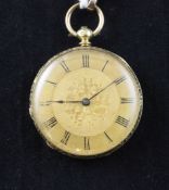 An early 20th century continental gold keywind pocket watch, An early 20th century continental