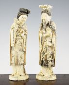 Pair Chinese ivory figures A pair of Chinese ivory figures of an Emperor and Empress, early 20th