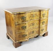 A late 18th century South German walnut and isometric banded chest, W.3ft 6in. A late 18th century