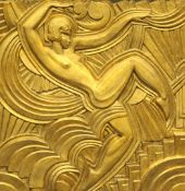 Maurice Picaud. An Art Deco gilt gesso panel, 24.5in. Maurice Picaud. An Art Deco gilt gesso