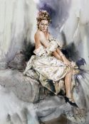 Gordon King (1939-) Seated young lady, 14.5 x 10.5in. Gordon King (1939-)watercolour,Seated young