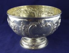 A Victorian silver punch bowl, 25.5oz. A Victorian silver punch bowl, with floral repousse