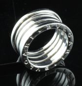 An 18ct white gold Bulgari B. Zero 1 triple band ring, size N. An 18ct white gold Bulgari B. Zero