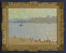 Russian School Figures by The Volga, 11.5 x 15in. Russian Schooloil on board,Figures by The Volga,