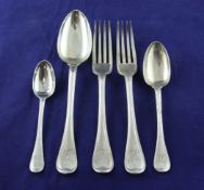 A Victorian suite of silver threaded Old English? pattern flatware for twelve, 123 oz. A Victorian