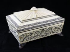 A 19th century Anglo-Indian Vizagapatam ivory work box, 13in. A 19th century Anglo-Indian