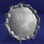 A late George II silver waiter, 9.5 oz. A late George II silver waiter, of shaped circular form,