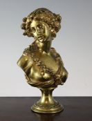 A 19th century French gilt bronze bust of a female, 9in. A 19th century French gilt bronze bust of a