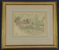 David Villiers (1906-85) Bali landscape, 7.5 x 11in. David Villiers (1906-85)pencil and