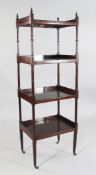 A Regency mahogany four tier whatnot, 4ft 6.5in. A Regency mahogany four tier whatnot, with ring