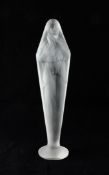 René Lalique, `Voilée Mains Jointes` a frosted glass statuette and contemporary wood case, design