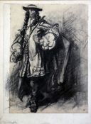 Manner of James Pryde `The Ruffler`, 14 x 11in. Manner of James Prydecharcoal drawing,`The