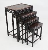 An early 20th century Chinese rosewood nest of quartetto tables, W.1ft 7in. An early 20th century