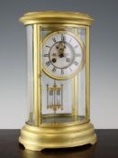 An early 20th century French ormolu four glass mantel clock, 14.5in. An early 20th century French