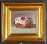 Raymond Campbell (20th C.) `Tea Cake` 4 x 4.5in. Raymond Campbell (20th C.)oil on board,`Tea Cake`