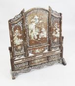 An early 20th century Chinese table screen, W.2ft 3in. An early 20th century Chinese rosewood carved