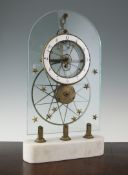 A late 19th century French brass and glass skeleton clock, 20in. A late 19th century French brass