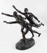 Manner of Boucher. A bronze group `The Winning Post`, 41in. Manner of Boucher. A bronze group `The