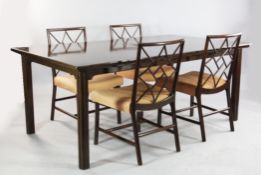 A set of ten dining chairs and table A set of ten 20th century Chinese rosewood cockpen dining
