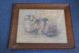 Nellie Francis Portrait of tabby cat `Timothy`, 16 x 21in. Nellie Francispastel,Portrait of tabby