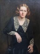 Albert Henry Collings (d.1947) Portrait of a seated lady, 37 x 29in.; unframed Albert Henry Collings
