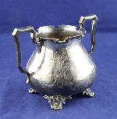 A Victorian silver two handled sugar bowl, 12 oz. A Victorian silver two handled sugar bowl, of pear