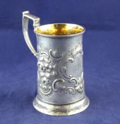 A George III Irish silver mug, 8.5 oz. A George III Irish silver mug, with engraved monogram and