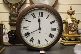 A Victorian mahogany wall timepiece, 14.5in. A Victorian mahogany wall timepiece, with enamelled