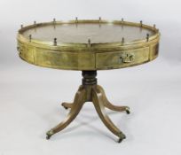 An early 19th century mahogany circular drum table, W.3ft 6in. An early 19th century mahogany