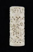A Chinese export ivory cylindrical case, mid 19th century A Chinese export ivory cylindrical case,
