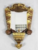 A 19th century Italian cartouche mirror, H.2ft 5in. A 19th century Italian carved walnut and