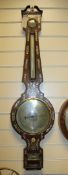 A Victorian mother of pearl inset rosewood wheel barometer, 41in. A Victorian mother of pearl