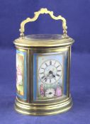 A 19th century French hour repeating carriage alarum clock, cased A 19th century French brass and