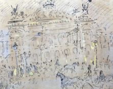 Franz Bueb (1919-1982)ink and watercolour on brown paper,L`Opera, Paris,signed, Matthiesen label