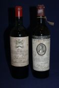 Two bottles, including one of Chateau Mouton-Rothschild 1943, Premier Cru Classe (at that time a