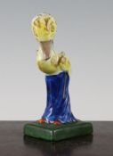 A Clarice Cliff figure Mrs Duck, on a rectangular plinth, Wilkinson Ltd England mark only, 6.2in.