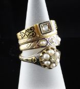 A George III gold and white enamel mourning ring, inscribed "Eliza Penny Ob 26 Feb 1768 AET 18",