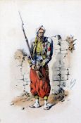 Orlando Norie (1832-1901)watercolour,Turkish soldier,signed,6.5 x 4.5in.; unframed