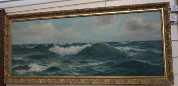 Daniel Sherrin (1868-1940)oil on canvas,Seascape,signed,15 x 39.5in.