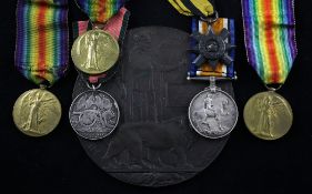 A group of assorted Campaign medals, comprising Ashanti star, BWM and Victory and death plaque to