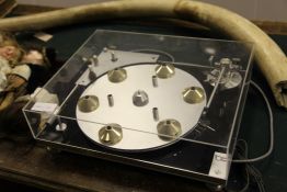 A J.A. Michell Engineering Ltd Focus I record turntable, with an Ortofan needle and clear perspex