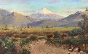 Emilio Moncayo (1898-1970)oil on canvas board,South American landscape,signed,20 x 32.5in.